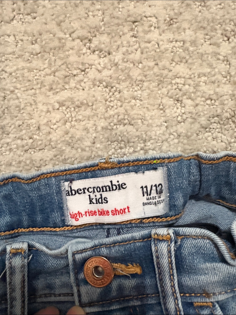 abercrombie kids light denim high-rise bike shorts